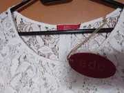 Vorschaubild 3 von EDC Damen Spitzen Top Gr. 40/L Weiß Spitze Kurzarm