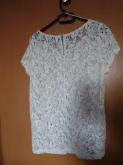 Vorschaubild 2 von EDC Damen Spitzen Top Gr. 40/L Weiß Spitze Kurzarm