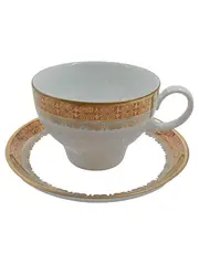 Vorschaubild 1 von Kaffeetasse mit Untertasse Goldrand Porzellan Klassisch Weiß
