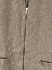 Vorschaubild 3 von Damen Leichter Mantel Gr. 42/XL Grau Fischgrätenmuster Reißverschluss