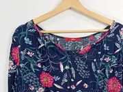 Vorschaubild 3 von Damen Langarmshirt Blumenmuster Gr. 44/XXL Casual Blau