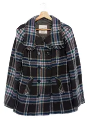 Vorschaubild 1 von Damen Wollmantel Kariert Gr. 36/S Mehrfarbig Klassisch Vintage
