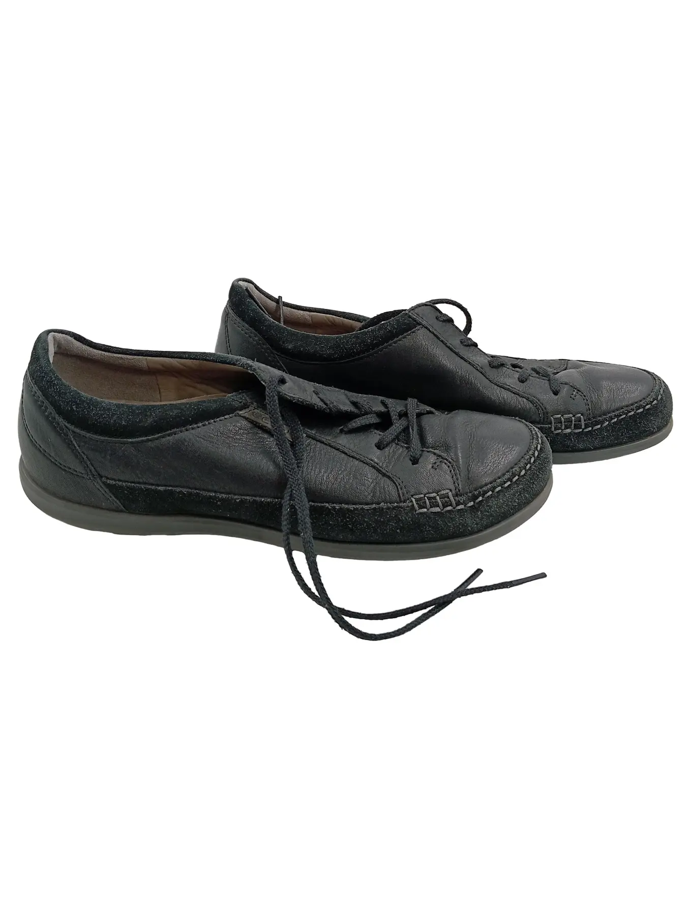 ECCO Damen Schnürschuhe Gr. 40 Schwarz Casual Leder Schuhe