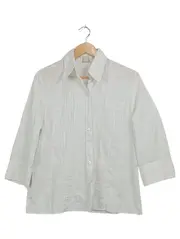 Vorschaubild 1 von Damen Bluse Weiß Gr. 40 Stickerei 3/4-Arm Baumwolle