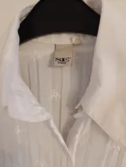Vorschaubild 2 von Damen Bluse Weiß Gr. 40 Stickerei 3/4-Arm Baumwolle