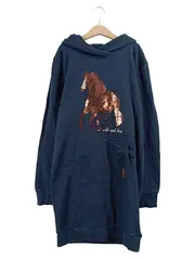Vorschaubild 1 von Kapuzenpullover Blau Gr. 158 Pferd Pailletten wild and free