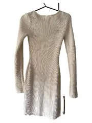 Vorschaubild 3 von Damen Strickkleid Rippstrick Beige Gr. S Mini