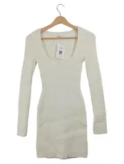 Vorschaubild 1 von Damen Strickkleid Rippstrick Beige Gr. S Mini