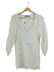 Vorschaubild 1 von Damen Bluse Tunika Gr. 40 Weiß Stickerei Bohemian Baumwolle