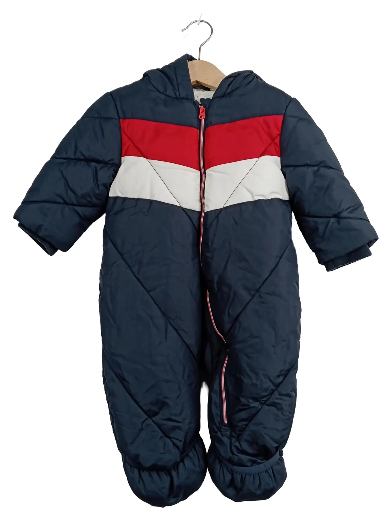 NAME IT Schneeanzug Overall Winteranzug Kinder Blau Rot Gr. 62/68 Warm Gesteppt