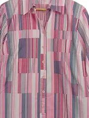 Vorschaubild 2 von Damen Hemdbluse 3/4 Arm Gestreift Mehrfarbig Gr. 46