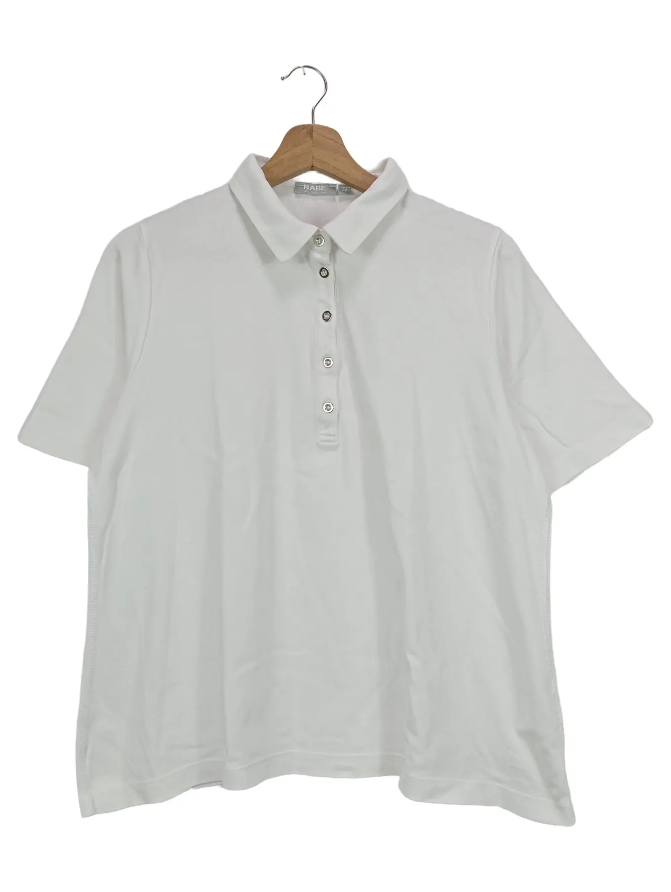 RABE Damen Poloshirt Gr. 44/L Weiß Baumwolle Klassisch Elegant