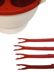 Vorschaubild 2 von Mikrowellen Popcorn Bereiter Set mit 4 Gabeln Rot Weiß