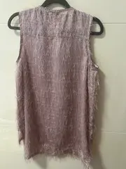 Vorschaubild 2 von Damen Top Shirt Rosa S Modisch Fransen Ärmellos