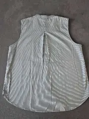 Vorschaubild 2 von Damen Bluse ärmellos gestreift blau weiß Gr. 38 M Baumwolle