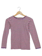 Vorschaubild 1 von Mädchen Langarmshirt Gr. 152 gestreift lila weiß Spitze