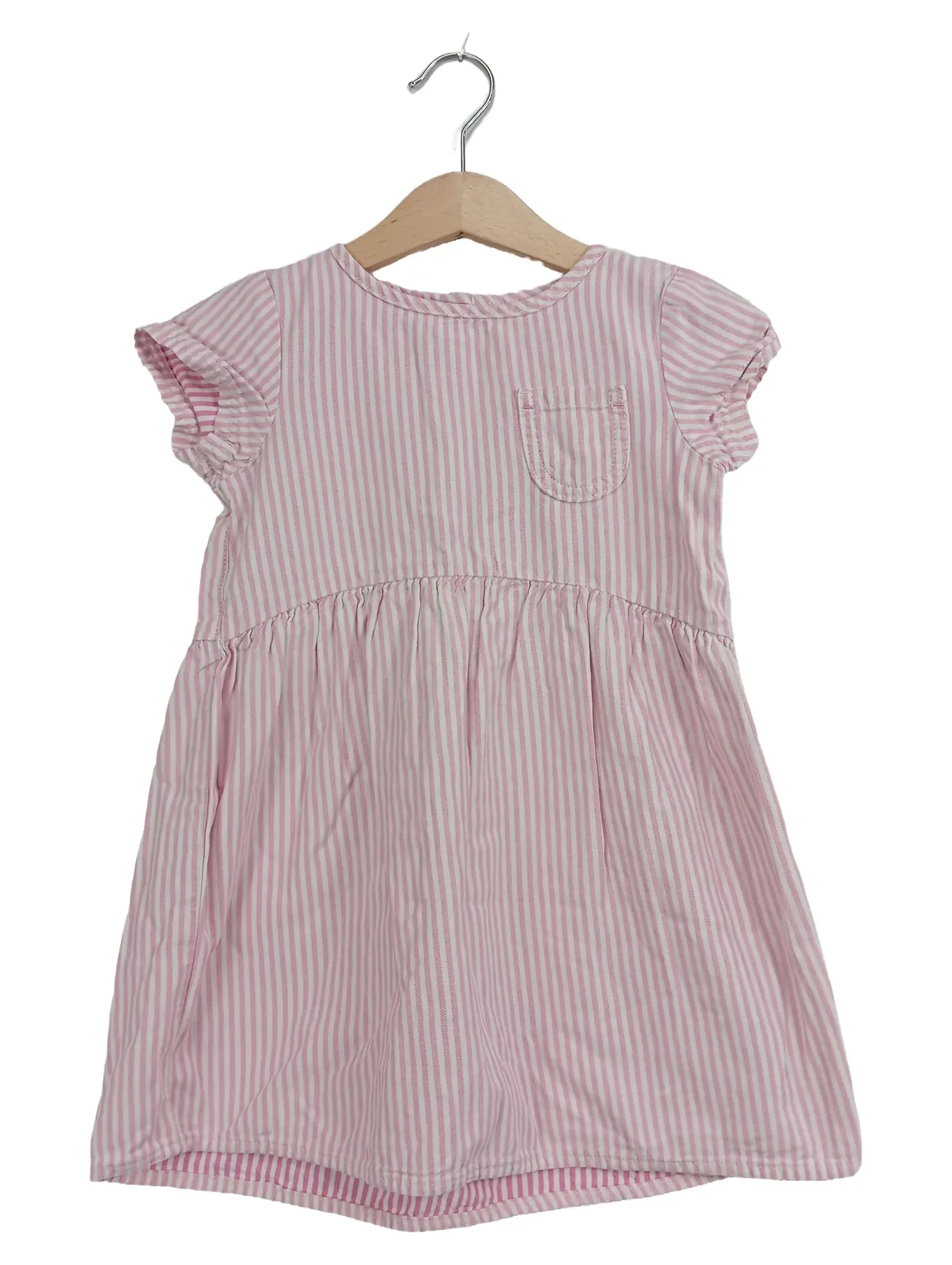 NEXT Mädchen Kleid Sommerkleid Gr. 104 Rosa Gestreift Baumwolle Casual Kurzarm