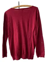 Vorschaubild 2 von Damen Pullover Langarm Rot Gr. M Rundhals Zierknöpfe