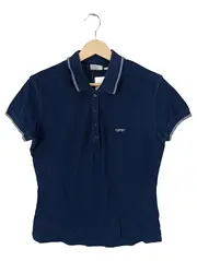 Vorschaubild 1 von Damen Poloshirt Blau Gr. 38 M Kurzarm Baumwolle Casual
