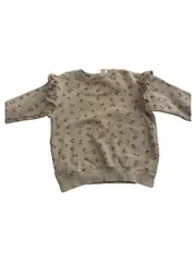 Vorschaubild 2 von Mädchen Pullover Sweatshirt Grün Blumenmuster Rüschen Gr. 86