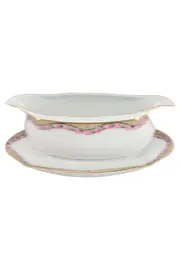 Vorschaubild 1 von Sauciere Porzellan Weiß Klassisch Blumenmuster Elegant