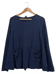 Vorschaubild 1 von Damen Langarmshirt Blau Modern Einheitsgröße Baumwolle Shirt
