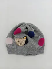 Vorschaubild 2 von Kinder Mütze Grau Größe 41 mit Teddybär Applikation Punkte