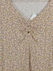 Vorschaubild 3 von Damen Bluse Langarm Blumenmuster Beige Gr. 40/42 Viskose