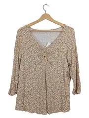 Vorschaubild 1 von Damen Bluse Langarm Blumenmuster Beige Gr. 40/42 Viskose