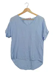 Vorschaubild 1 von Damen Bluse Kurzarm Viskose Strukturmuster Blau Gr. 36 S