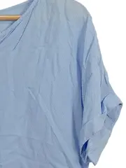 Vorschaubild 3 von Damen Bluse Kurzarm Viskose Strukturmuster Blau Gr. 36 S