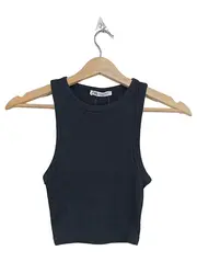 Vorschaubild 1 von Damen Crop Top Tanktop Rippstrick Schwarz Gr. S/36