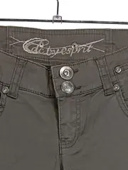 Vorschaubild 2 von EDC by Damen Capri Stoffhose Gr. 36 Oliv Baumwolle 3/4