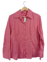 Vorschaubild 1 von Damen Hemdbluse Gr. 38 Pink Gestreift Langarm Business