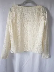 Vorschaubild 2 von Damen Bluse Langarm Spitze Boho Floral Gr. XS 34 Beige