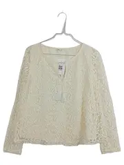 Vorschaubild 1 von Damen Bluse Langarm Spitze Boho Floral Gr. XS 34 Beige