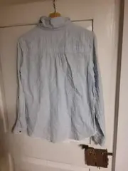 Vorschaubild 6 von Damen Hemdbluse Gr. 36/S Hellblau Baumwolle Langarm Casual
