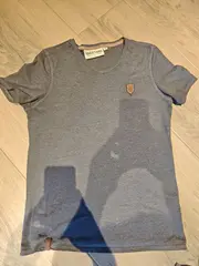 Vorschaubild 2 von Herren T-Shirt Grau Meliert Gr. 46 S Baumwolle Lederdetails Freizeit