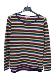 Vorschaubild 1 von Damen Pullover Gr. 32/XS Mehrfarbig Gestreift Baumwolle Langarm