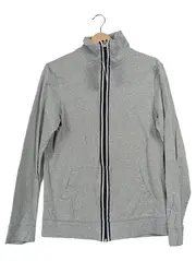 Vorschaubild 1 von Damen Sweatjacke Gr. 38/M Grau Sportlich Baumwolle Reißverschluss