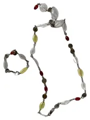Vorschaubild 1 von Schmuckset Kette 77cm & Armband Glasperlen Edelstahl Mehrfarbig