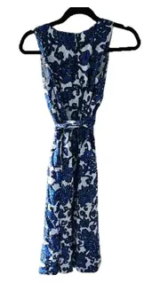 Vorschaubild 6 von Damen A-Linien Kleid Blau Floral Leinen Sommer Gr. 36 S Freizeitkleid