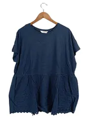 Vorschaubild 1 von Damen T-Shirt Bluse Gr. 44/46 Blau Lochstickerei Rüschen