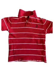Vorschaubild 1 von Kinder Poloshirt Gr. 110 Rot Gestreift Kurzarm Baumwolle Casual