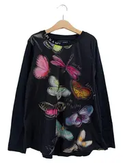Vorschaubild 1 von Langarmshirt Kinder 146/152 Schwarz Schmetterlinge Print