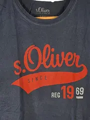 Vorschaubild 2 von Herren T-Shirt Blau Gr. L Logo Print Kurzarm Freizeit Baumwolle