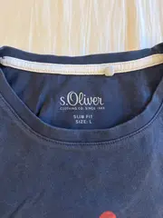 Vorschaubild 4 von Herren T-Shirt Blau Gr. L Logo Print Kurzarm Freizeit Baumwolle