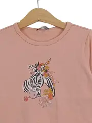 Vorschaubild 3 von Mädchen Langarmshirt Gr. 110 Rosa Zebramotiv Baumwolle Casual