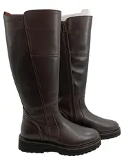 Vorschaubild 1 von Damen Leder Stiefel Braun Gr. 39 Klassisch Reißverschluss