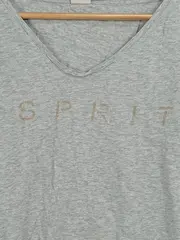 Vorschaubild 3 von Damen T-Shirt Gr. S grau meliert Logo-Print Baumwolle